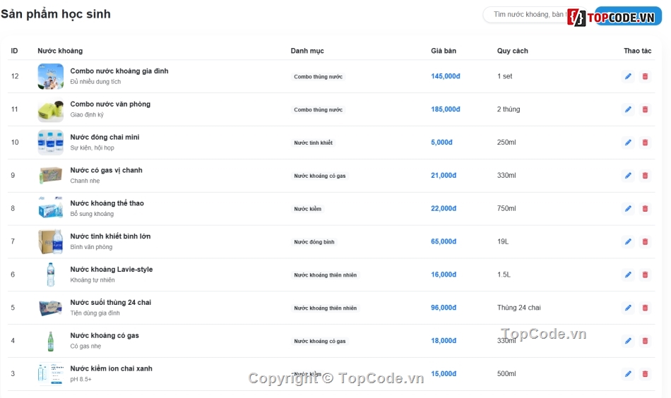 website,website bán nước,web bán nước